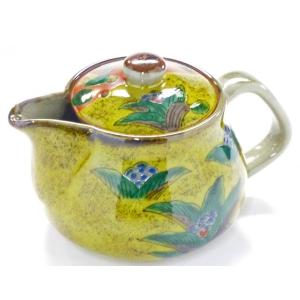 母の日ギフト 九谷焼 急須 大 吉田屋 木米ツートンカラー ハート 裏絵(Kutani teapot)おしゃれ 茶器 ポット 茶漉し 便利 お茶 紅茶 二人用 結婚祝い プレゼント｜kutanihyakkaen