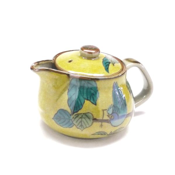 九谷焼 急須 大 濃い塗り花鳥 裏絵(Kutani teapot)おしゃれ ポット急須 茶漉し 便利...