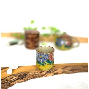 九谷焼 高級 陶磁器 湯呑 小 椿に鳥 裏絵(Kutani teacup)おしゃれ