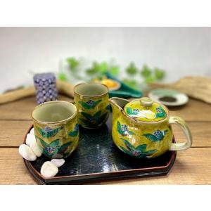 九谷焼 高級 陶磁器 急須3点セット 大 風神雷神 裏絵(Kutani teapot