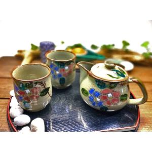 九谷焼 高級 陶磁器 急須3点セット 大 風神雷神 裏絵(Kutani teapot