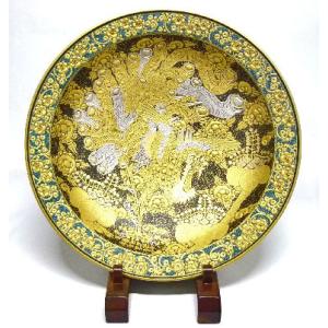 九谷焼 【伝統工芸名工】 飾り皿 絵皿 飾り鉢 三代橋田与三郎 赤絵細書