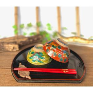 九谷焼 高級 陶磁器 ペア飯碗 風神雷神＆ソメイヨシノ 中裏絵 (Kutani
