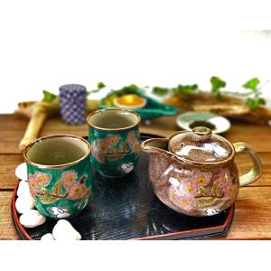 九谷焼 高級 陶磁器 急須3点セット 大 風神雷神 裏絵(Kutani teapot