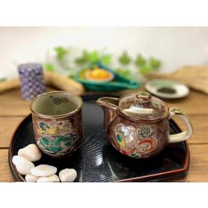 九谷焼 高級 陶磁器 急須3点セット 小 宝尽くし緑塗り 裏絵(Kutani