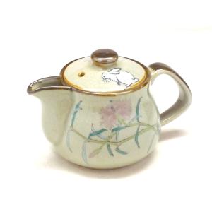 九谷焼 急須 小 白兎なでしこ(Kutani Hyakkaen teapot)おしゃれ 茶器 ポット急須 ティーポット お茶 紅茶 一人用 結婚祝い プレゼント｜kutanihyakkaen