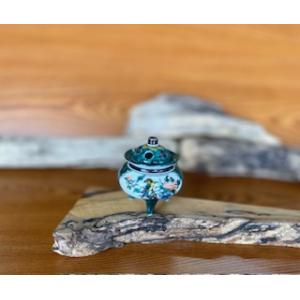 九谷焼 高級 陶磁器 香炉 本金 百人一首 桐箱入り (Kutani Incense