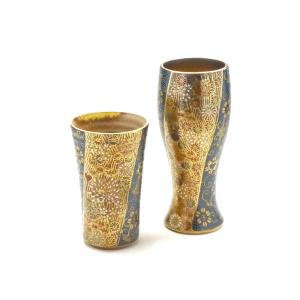 茶道具/花生） 瀬戸 赤津焼 織部鶴首花入 長谷元窯 加藤景陶作 紙箱