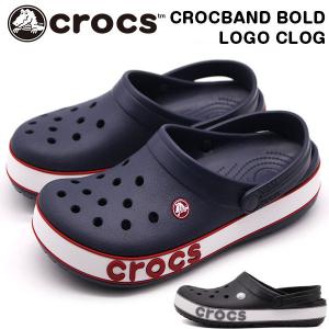 クロックス メンズ レディース サンダル 靴 ネイビー ブラック クロッグサンダル CROCS CROCBAND BOLD LOGO CLOG 206021 平日3〜5日以内に発送