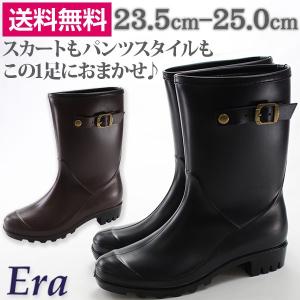 レインブーツ レディース 長靴 黒 ミドル おしゃれ ラバー 防水 滑りにくい 屈曲性 バックル飾り エンジニア風 学校 通学 登校 お出かけ カジュアル