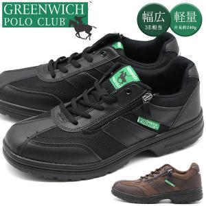 スニーカー メンズ 靴 黒 ブラック ブラウン サイドジップ 軽量 軽い 幅広 ワイズ 3E GREENWICH POLO CLUB PC9857