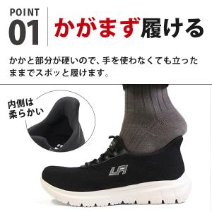 スリッポン メンズ スニーカー 靴 黒 ブラッ...の詳細画像1