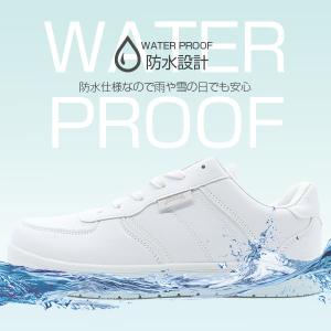 スニーカー メンズ 防水 滑りにくい 白 黒 ...の詳細画像1
