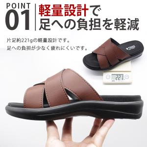 サンダル メンズ 靴 スリッパ 黒 ブラック ...の詳細画像2