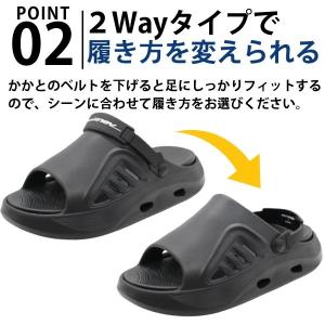 サンダル メンズ 靴 黒 ブラック ホワイト ...の詳細画像2