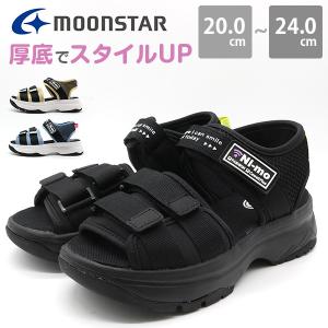 サンダル キッズ ジュニア 子供 靴 黒 ブラック 厚底 甲バンド ベルト ムーンスター ニーモ moonstar NI-MO NM J033｜kutsu-nishimura