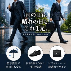 ビジネスシューズ メンズ 革靴 防水 雨 防滑...の詳細画像1