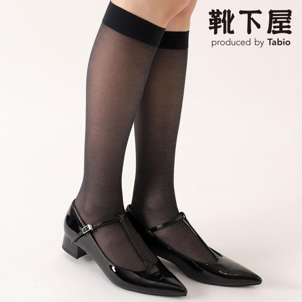 レディース 靴下 靴下屋 シアー ラメ ハイソックス タビオ 日本製