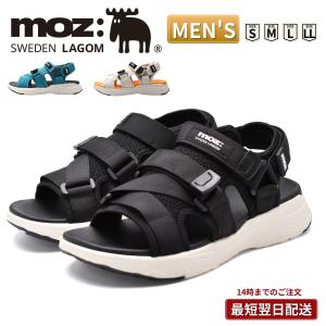 moz スポーツサンダル メンズ 3点ベルト ベルクロ ブラック ターコイズ アイボリー モズ 6822 夏