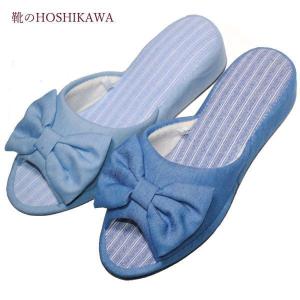 『pantaron 111』 パンタロン ヒールスリッパ フリーサイズ レディース ブルー ネイビー ウェッジヒール ルームシューズ 踵が高い 前開き