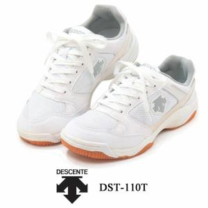 デサント スニーカー 体育館シューズ DESCENTE DST 110T ホワイト 靴 バレーボール フットサル バドミントン 卓球 滑りにくい 高校生 中学生 成人 屋外 屋内