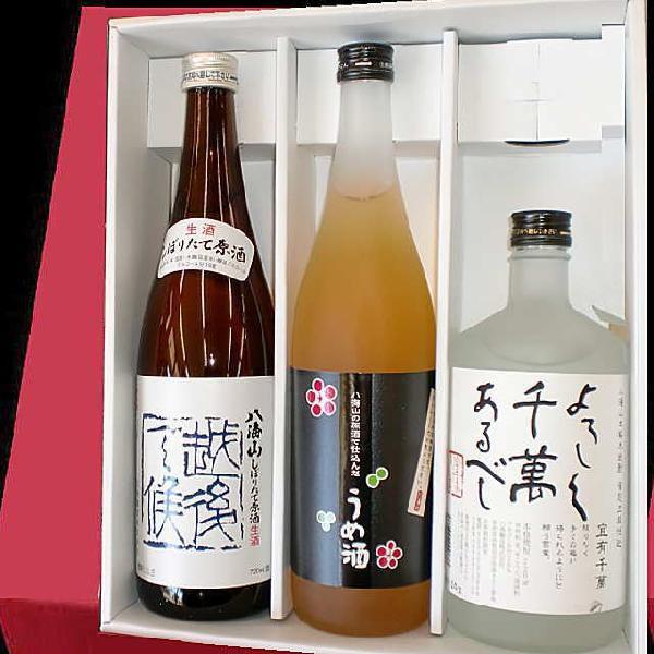 八海山 お酒 オリジナルギフト（八海山焼酎・冬季限定八海山原酒・八海山梅酒）各720mlクール便発送