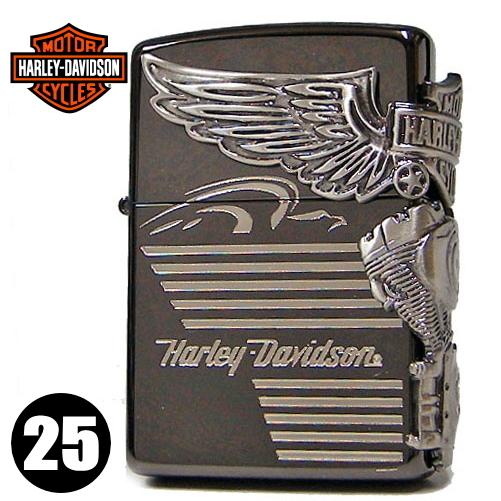 ZIPPO ジッポー HDP-25 ハーレーダビッドソン サイドメタル ブラックベース＆ブラックニッ...