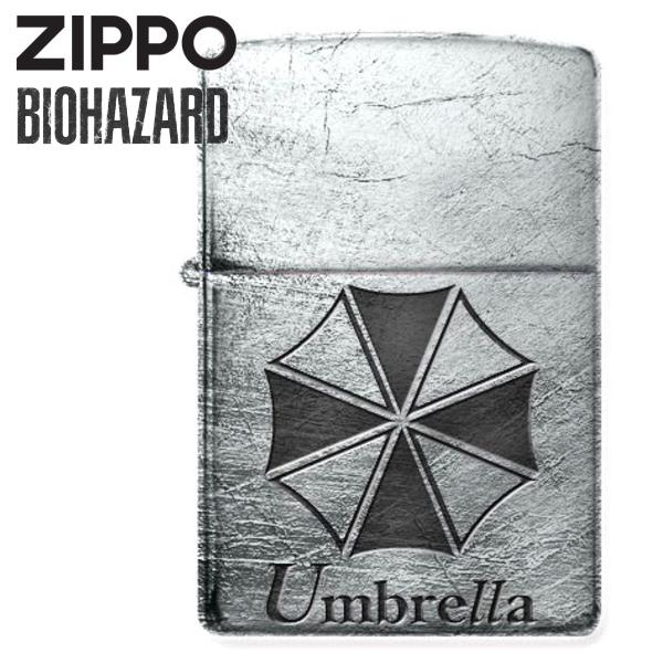 ZIPPO ジッポー ライター バイオハザード Umbrella 銀サテン古美 ユーズド加工 ZIP...