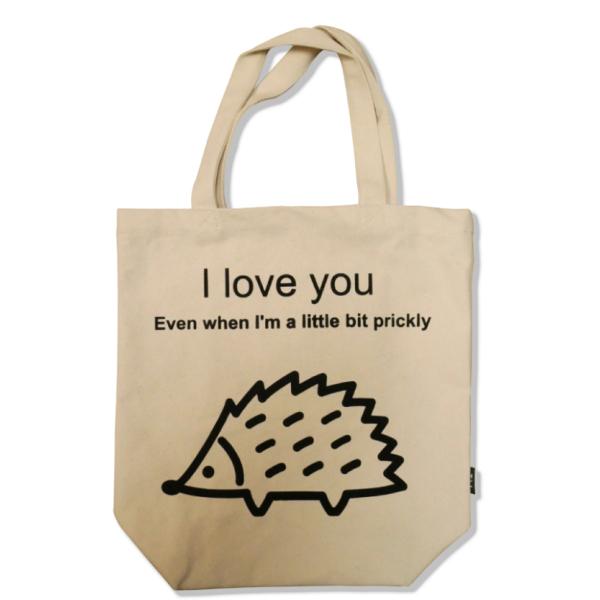 コットン　トートバッグ ハリネズミ　Mサイズ<br>約W360mmxH370mm持ち手260mmxマ...