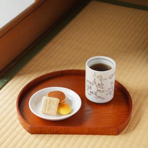 半月盆 36cm 木製 ブラウン 茶色 お盆 ...の詳細画像5