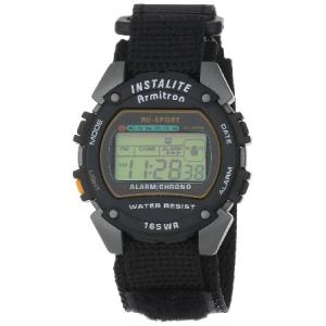 Armitron Sport Men's 406623 Chronograph Round Gray and Black Nylon Strap Digital Watch｜kyaju
