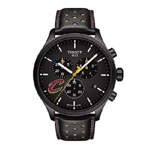 Tissot Men&apos;s 44mm Black Leather Band IP Steel Case...