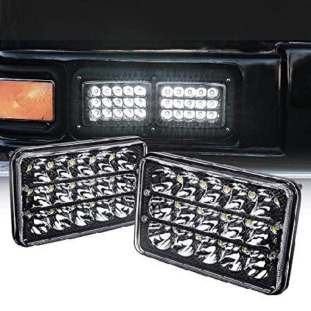 2個 4x6 LEDヘッドライト 45W H4ソケット ブラック仕上げ ハイ/ローシールドビーム H...