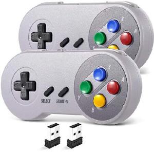 SAFFUN 2 Pack 2.4 GHz Wireless USB Controller Compatible with SNES Games, SNES Retro USB PC Super Classic Controller for Windows PC MAC Linux Genesis｜kyaju