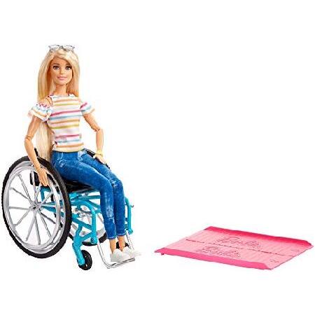 Barbie バービーファッショニスタ、車椅子の人形、3歳以上の子供のためのおもちゃ、色とりどりの、...