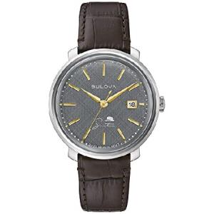 Bulova Mens Frank Sinatra The Best is Yet to Come Silver-Tone Stainless Steel Leather Strap Watch｜kyaju