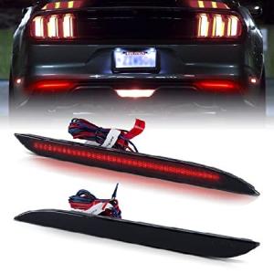 POPMOTORZ Smoked Lens 72 SMD LED Rear Bumper Reflector Lights Compatible With 2015-2017 Ford Mustang, Function as Tail/Brake or Rear Fog Lamps with RE