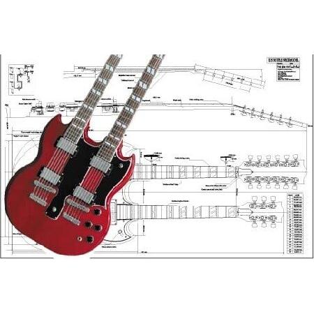 Plan of EDS ダブルネック エレキギター - ALSによるフルスケールプリント