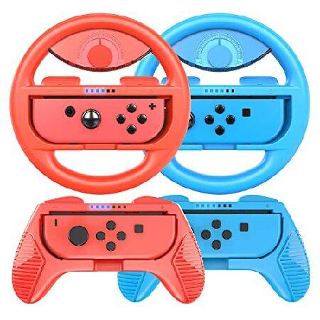 Switch ハンドルグリップ スイッチコントローラー＆ジョイコンハンドグリップ 4個パック マリオ...