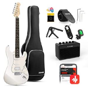 Donner Electric Guitar, DST-152 39" Electric Guitar Starter Kit HSS Pickup Coil Split, with Amp, Bag, Accessories, Polar White