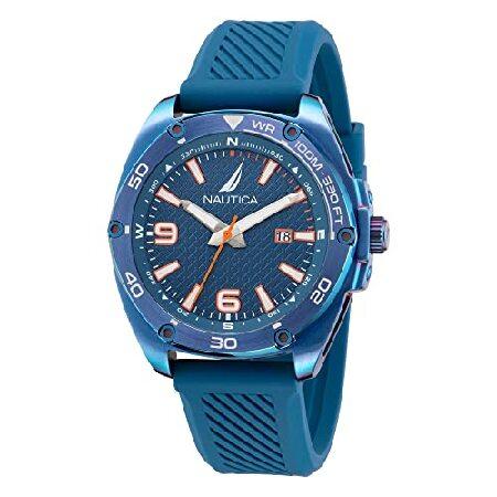 Nautica Men&apos;s Tin Can Bay Blue Silicone Strap Watc...