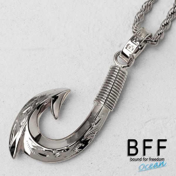 BFF ブランド フィッシュフックネックレス 銀色 シルバー silver マイレ スクロール 釣り...