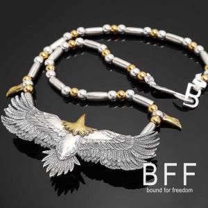 シルバー925素材 燻し ダブルフェザーネックレス メンズ ゴールド