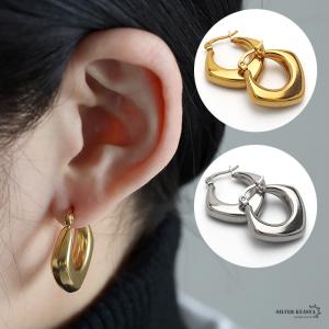 フープピアス 太め ステンレス レディース ピアス イヤリング ゴールド シルバー gold 2点セット ワイド 大ぶり 軽い 両耳用 金属アレルギー対応 爆買