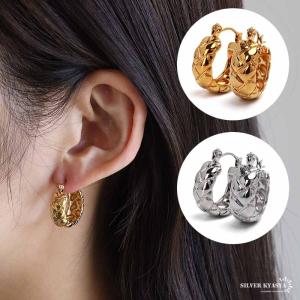 シルバー) シルバー925 チャンキーフープピアス ピアス フープ 18K GP