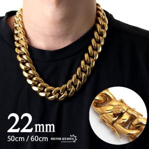 幅20mm ステンレス 喜平チェーンネックレス 18k GP gold 幅20mm ステンレス 喜平チェーンネックレス 18k GP gold