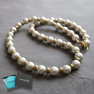 ネックレスkyasya(シルバーキャシャ)オリジナル 18Kメッキ ハンドメイド pearl necklace 金色 金属 ステンレス アレルギーフリー 45cm 50cm｜kyasya