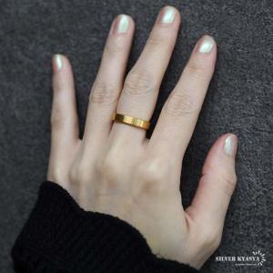 ステンレス ゴールドリング シンプル つや消し...の詳細画像5