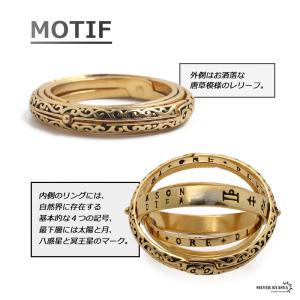 シルバー925 天球儀リング 18kgp ゴー...の詳細画像2