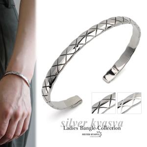 送料無料 SILVER925 クリスタル シンプル バングル メタル